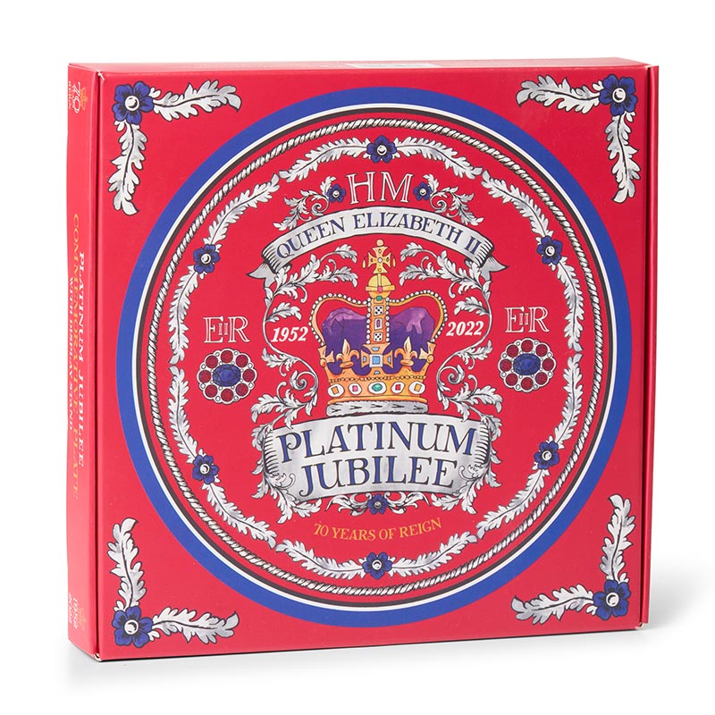 packaged box collectors red platinum jubilee plate HRH queen elizabeth II